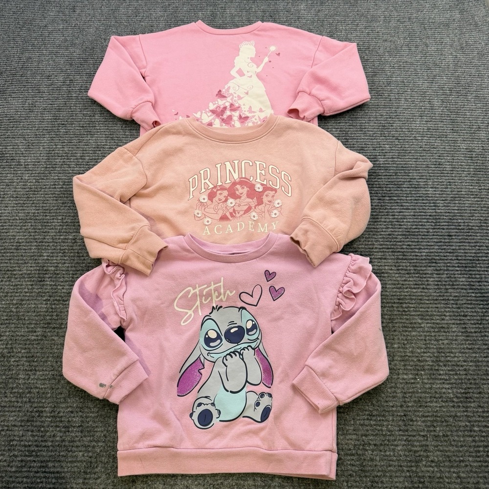 Disney Stitch Wicked Glenda Princess Academy Sweater Girls Size‎ 4/5 Lot Of 3